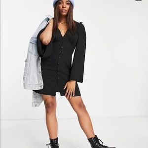ASOS Design Button-Through Mini Dress with 70s Sleeves